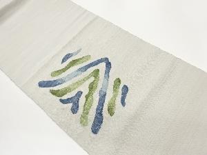 手織り紬幾何学模様織出し名古屋帯